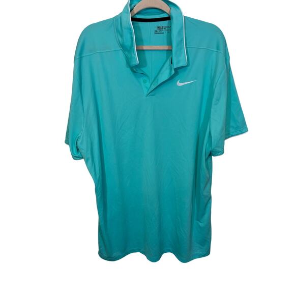 Nike Golf UV Dri Fit Polo Shirt Men’s XXL Green Blue Perforated Polo Golf Sports - Picture 1 of 5